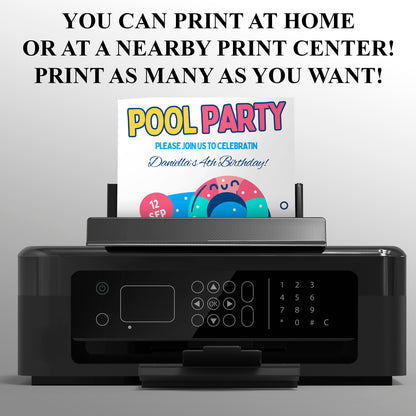 Pool Birthday Party Invitation Template - CreativeRino