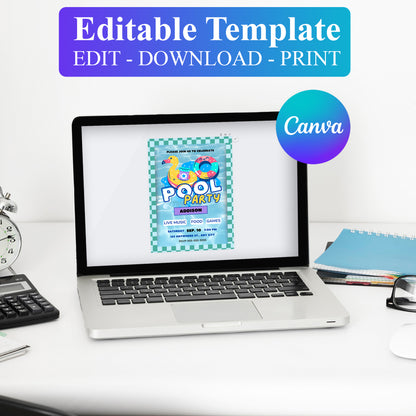 Pool Birthday Party Invitation Template - CreativeRino