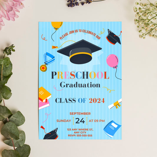 Preschool Graduation Moving Up Ceremony Invitation Template