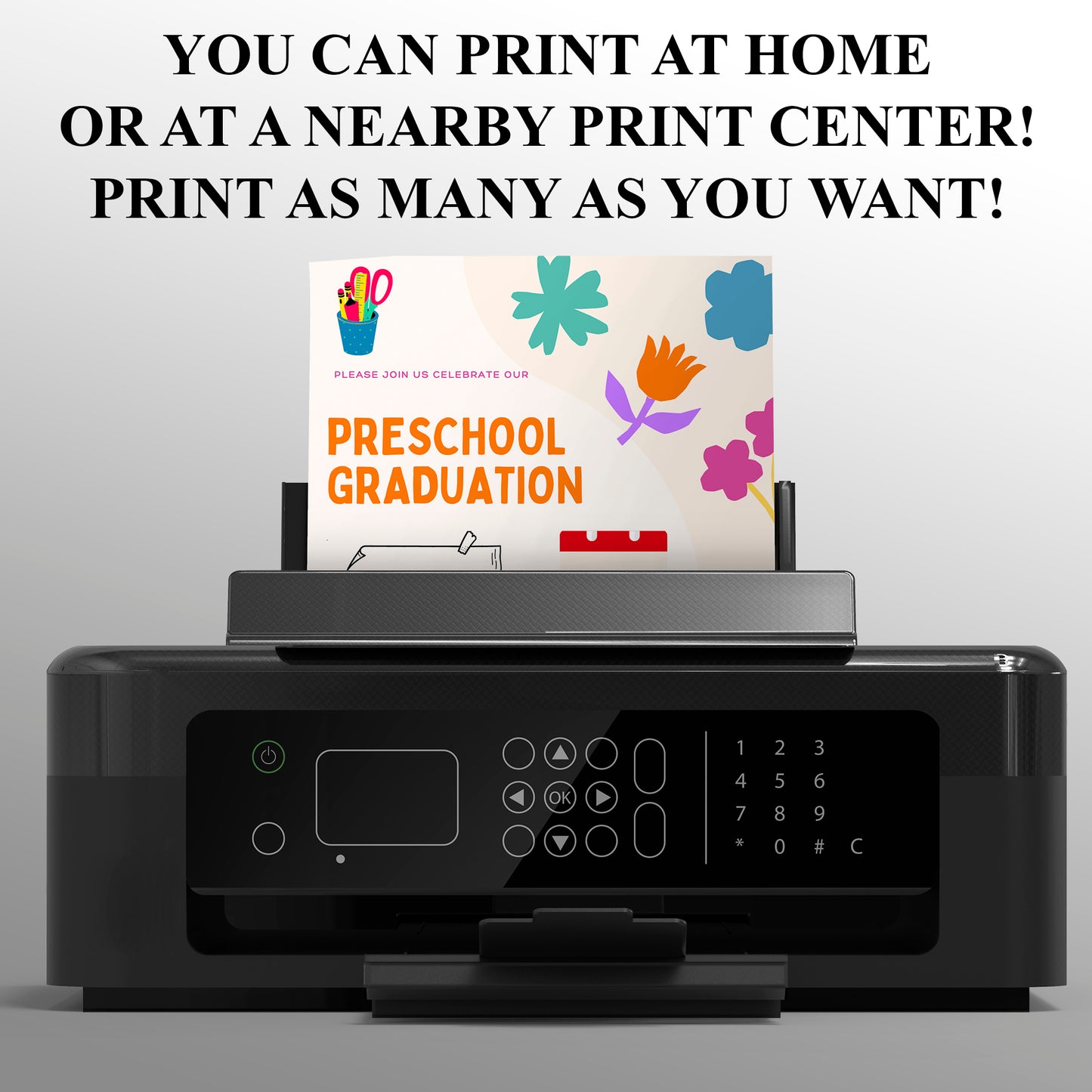 Preschool Graduation Moving Up Ceremony Invitation Template