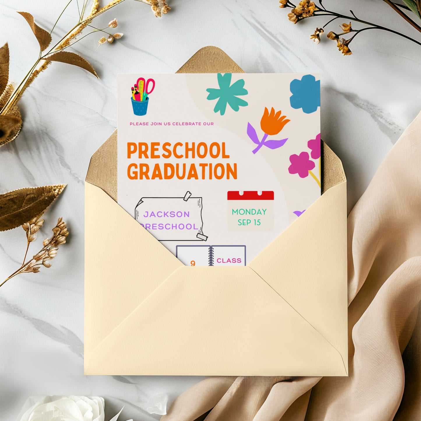 Preschool Graduation Moving Up Ceremony Invitation Template