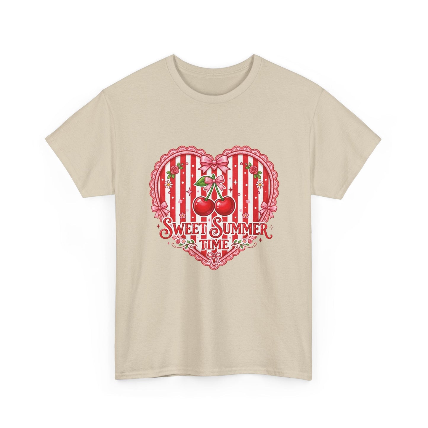 Sweet Summer Time Cherry Heart T-Shirt Printify