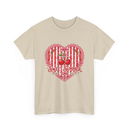 Sweet Summer Time Cherry Heart T-Shirt Printify