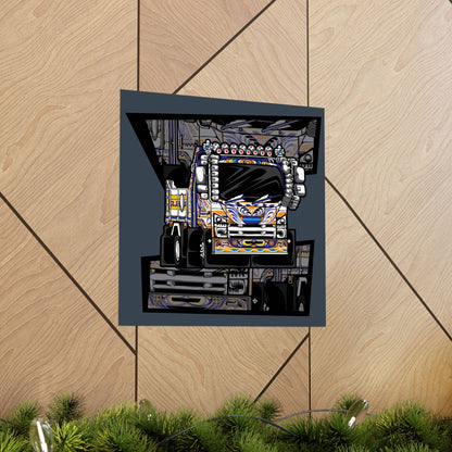 Vibrant Truck Matte Square Poster - Bold Art for Vehicle Enthusiasts - CreativeRino