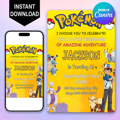Pokemon Birthday Invitation Template - CreativeRino