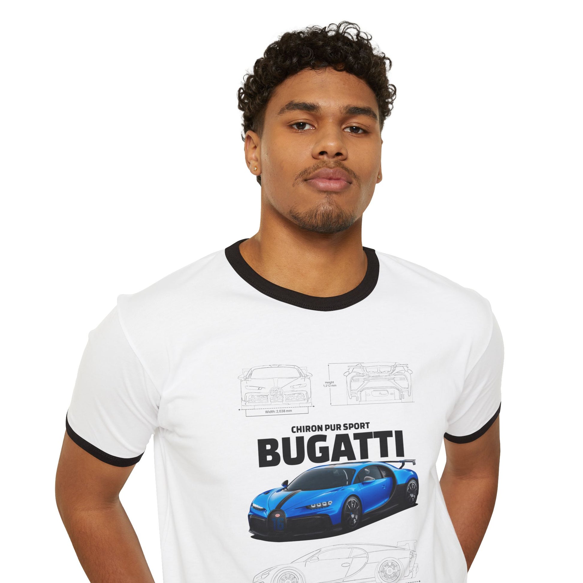 Bugatti Chiron Pur Sport Car Unisex Cotton Ringer T-Shirt | Automotive Enthusiasts Apparel - CreativeRino