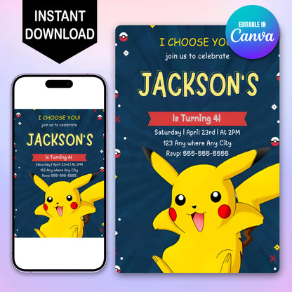 Pokemon Birthday Invitation Template - CreativeRino