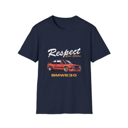 Respect Your Elders BMW E30 Unisex Softstyle T-Shirt - CreativeRino