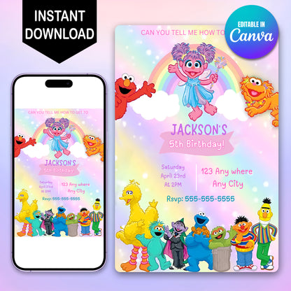 Sesame Street Birthday Invitation Template - CreativeRino