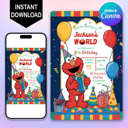 Sesame Street Birthday Invitation Template - CreativeRino