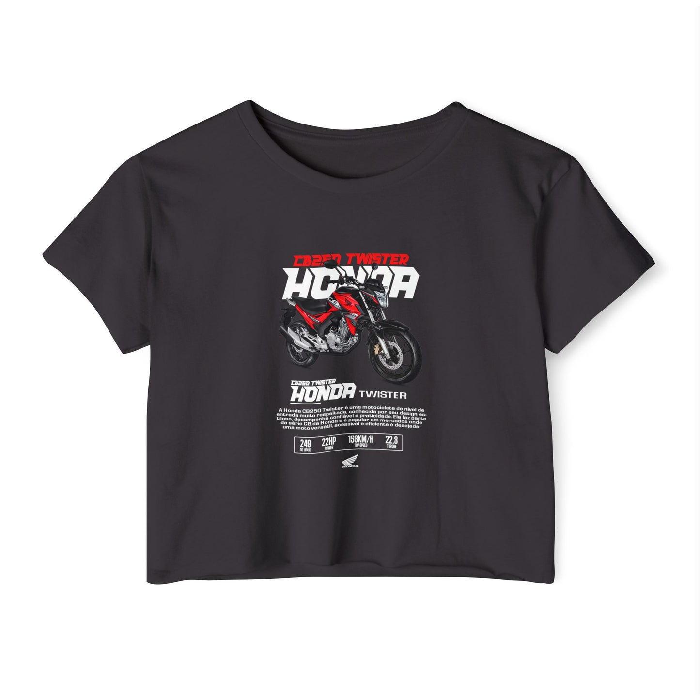 Honda CB Twister 250 Women's Crop Top - Trendy Motorcycle Design - CreativeRino