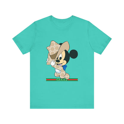 Trendy Graphic Tee - Mickey Mouse Gucci Cowboy T-shirt Design - CreativeRino