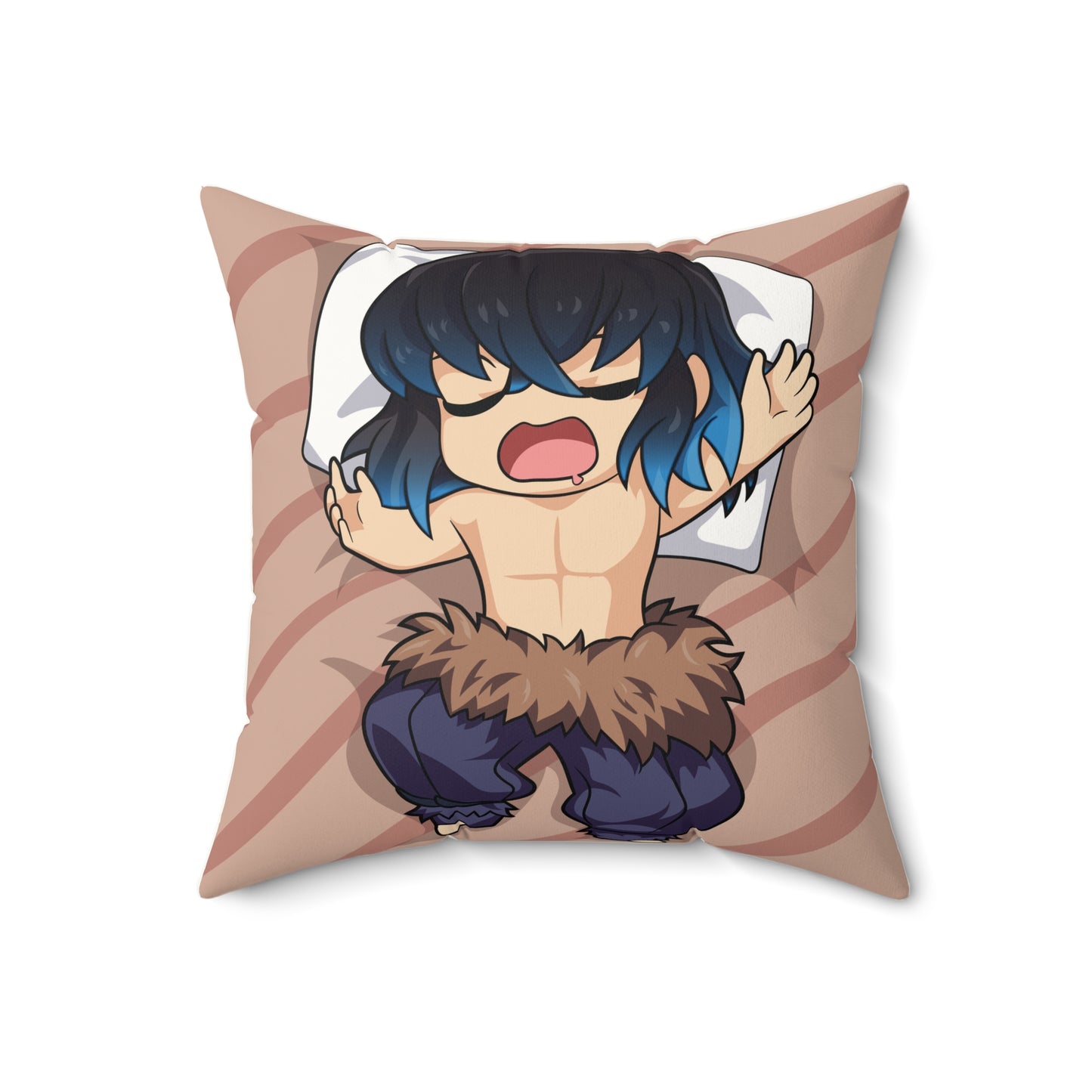 Cute Anime Faux Suede Square Pillow – Demon Slayer Cozy Bedroom Decor - CreativeRino