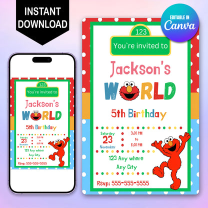 Sesame Street Birthday Invitation Template - CreativeRino