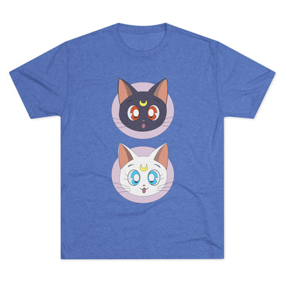 Cute Cat Faces Unisex Tri-Blend Tee Sailor Moon Crew T-shirt - CreativeRino