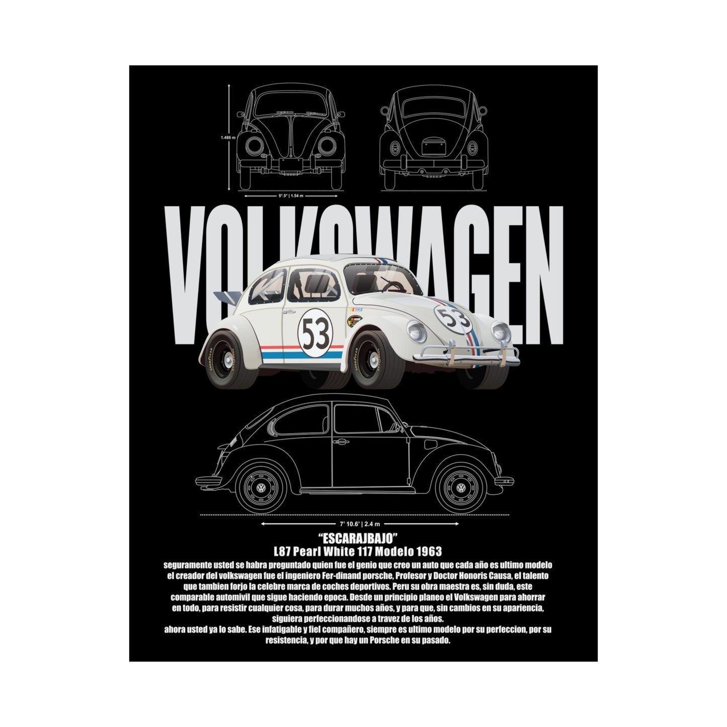 Classic Volkswagen Matte Vertical Poster - Retro Car Wall Art - CreativeRino