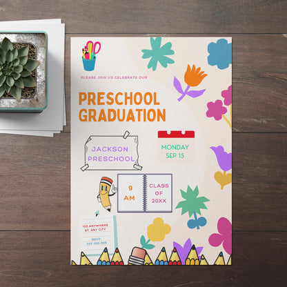 Preschool Graduation Moving Up Ceremony Invitation Template - CreativeRino