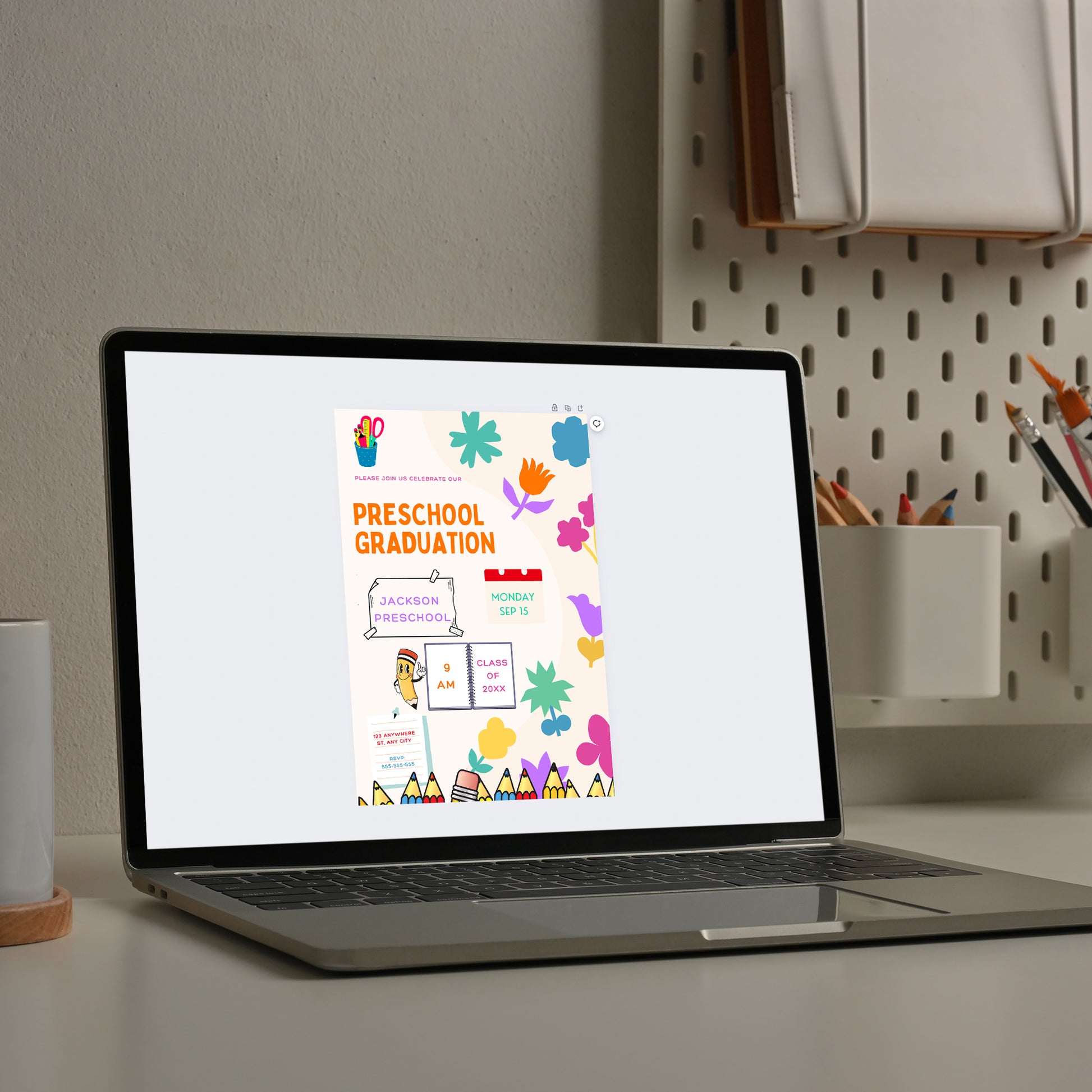 Preschool Graduation Moving Up Ceremony Invitation Template - CreativeRino