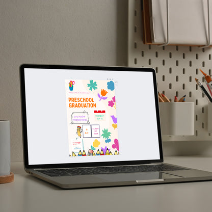 Preschool Graduation Moving Up Ceremony Invitation Template - CreativeRino