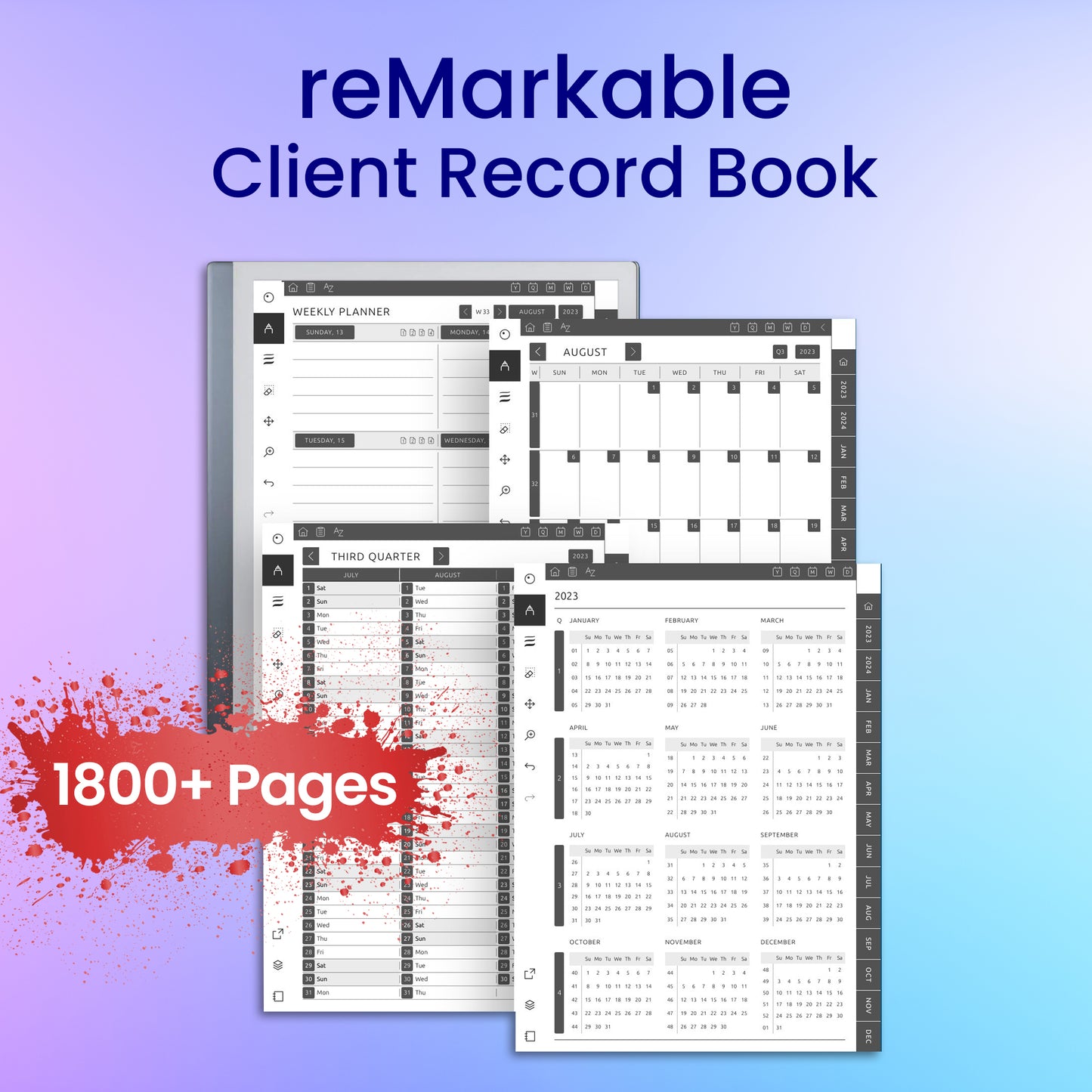 reMarkable 2 Client Record Book Planner Template