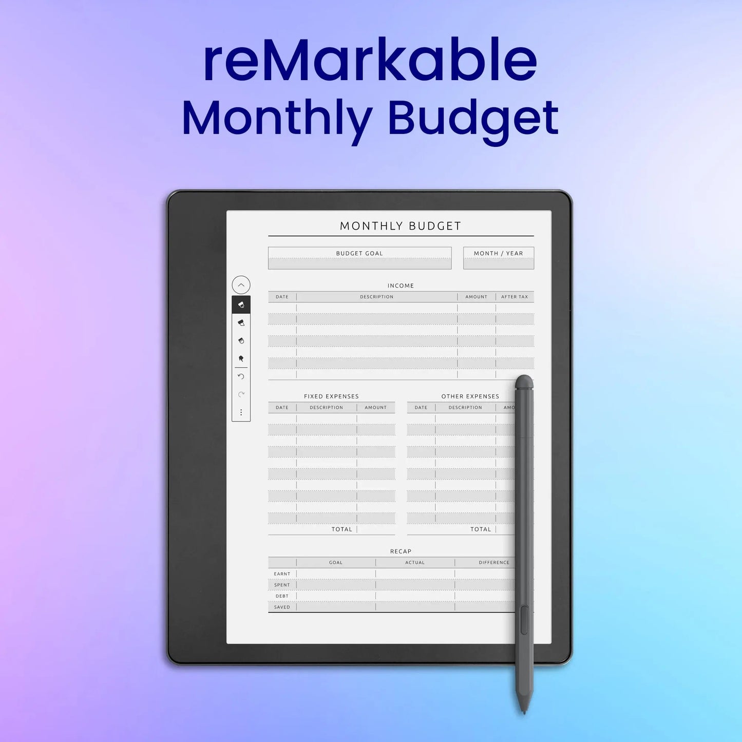 ReMarkable 2 Monthly Budget Planner Template CreativeRino remarkable-2-monthly-budget-planner-template-creativerino