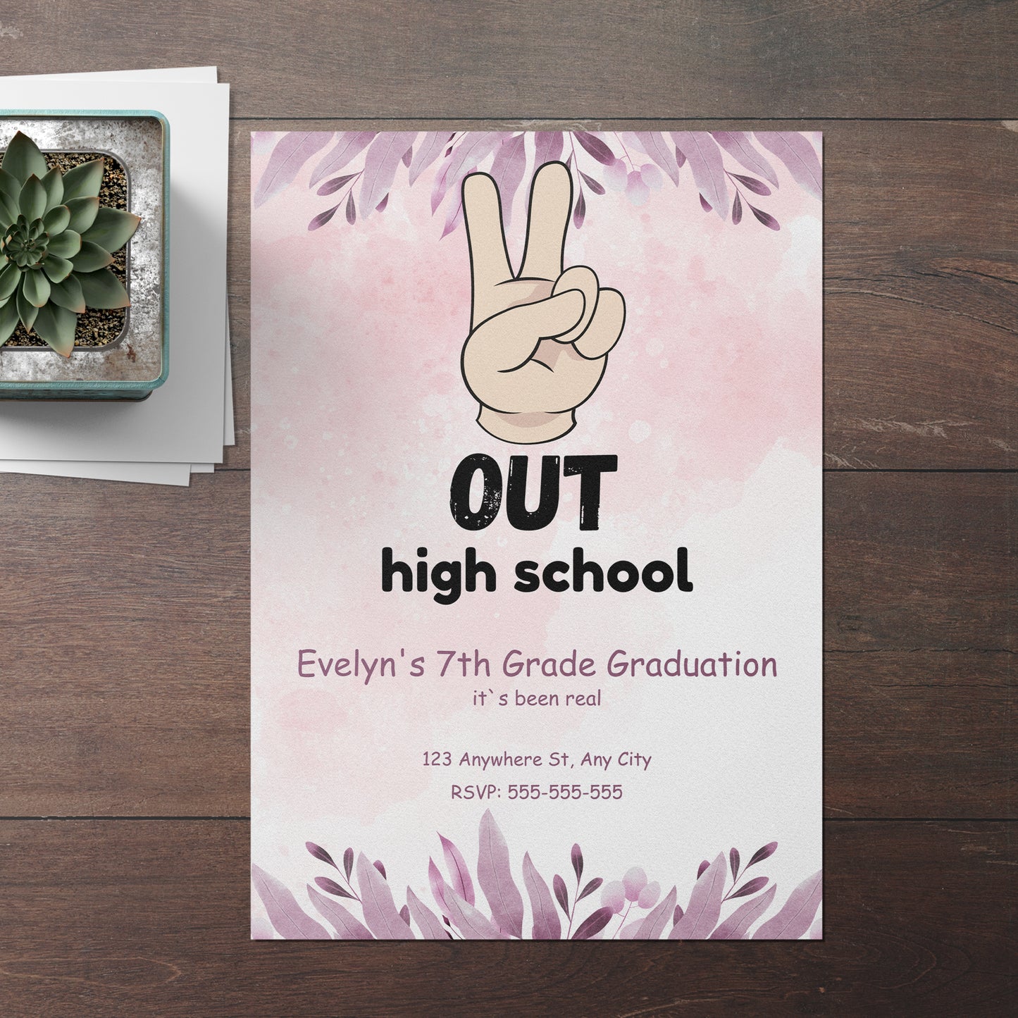 Peace Out Graduation Invitation Template