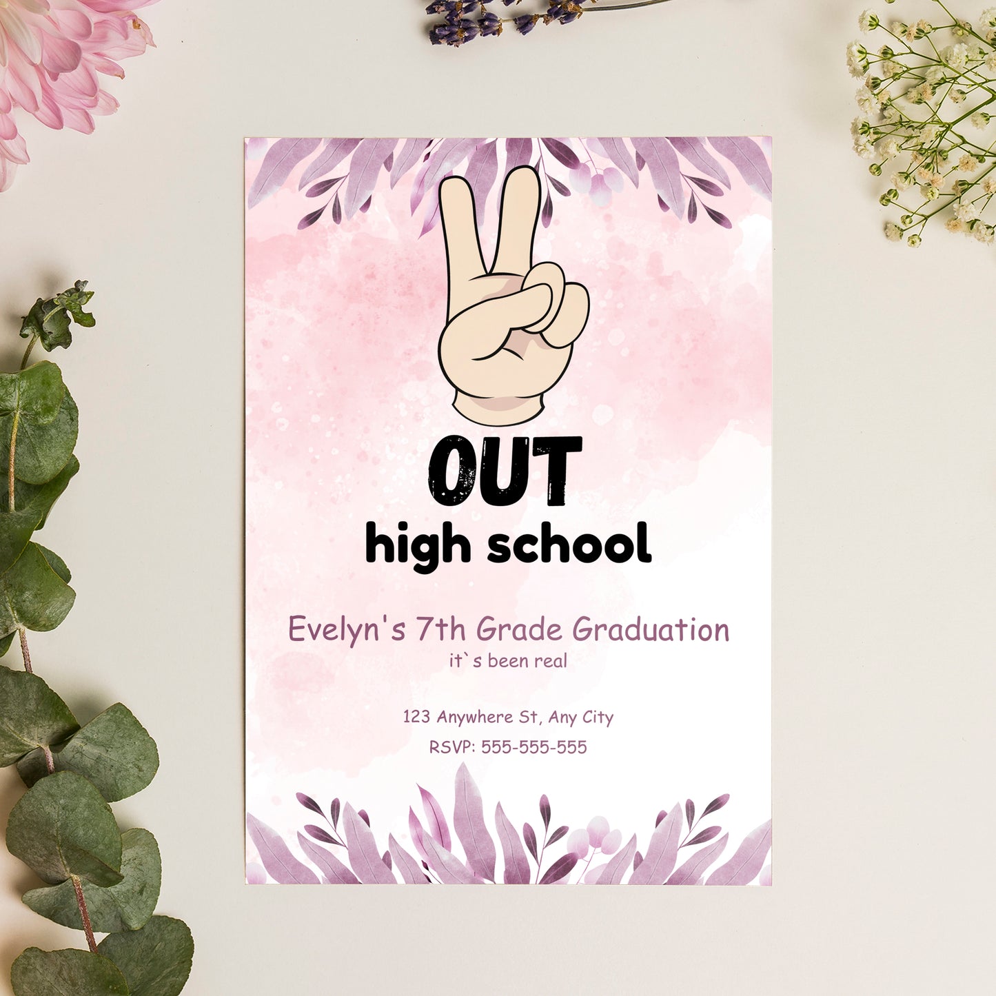 Peace Out Graduation Invitation Template