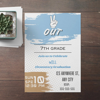 Peace Out Graduation Invitation Template CreativeRino