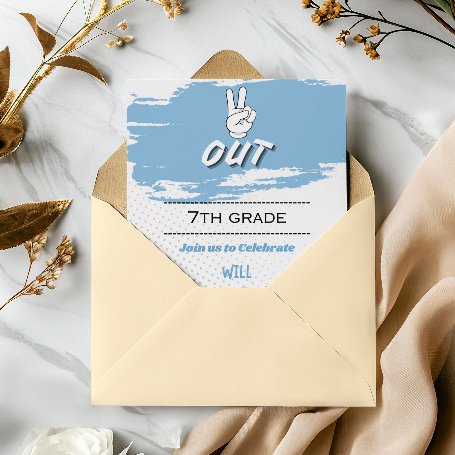 Peace Out Graduation Invitation Template