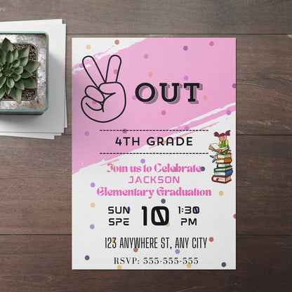 Peace Out Graduation Invitation Template CreativeRino
