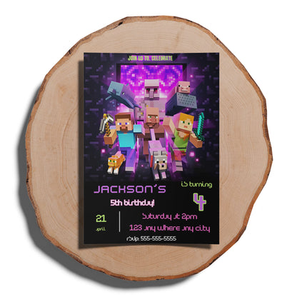 Minecraft Birthday Invitation Template - CreativeRino