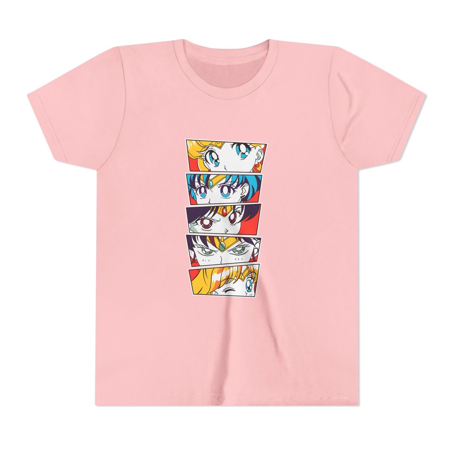 Youth Anime-Inspired Short Sleeve Tee - Colorful Sailor Moon Character Eyes T-shirt Design - CreativeRino