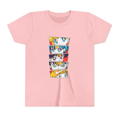 Youth Anime-Inspired Short Sleeve Tee - Colorful Sailor Moon Character Eyes T-shirt Design - CreativeRino