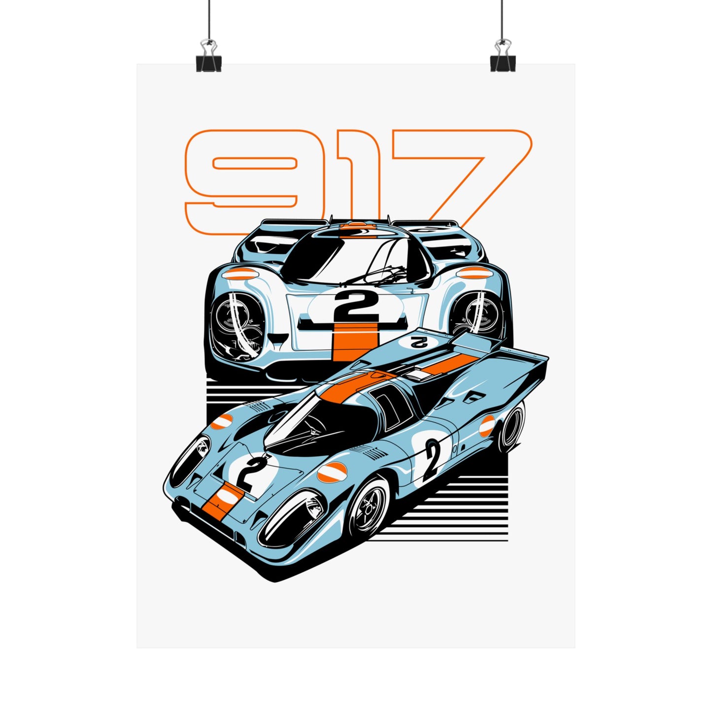 Racing Car Art Poster - Retro 917 Racing Decor - CreativeRino