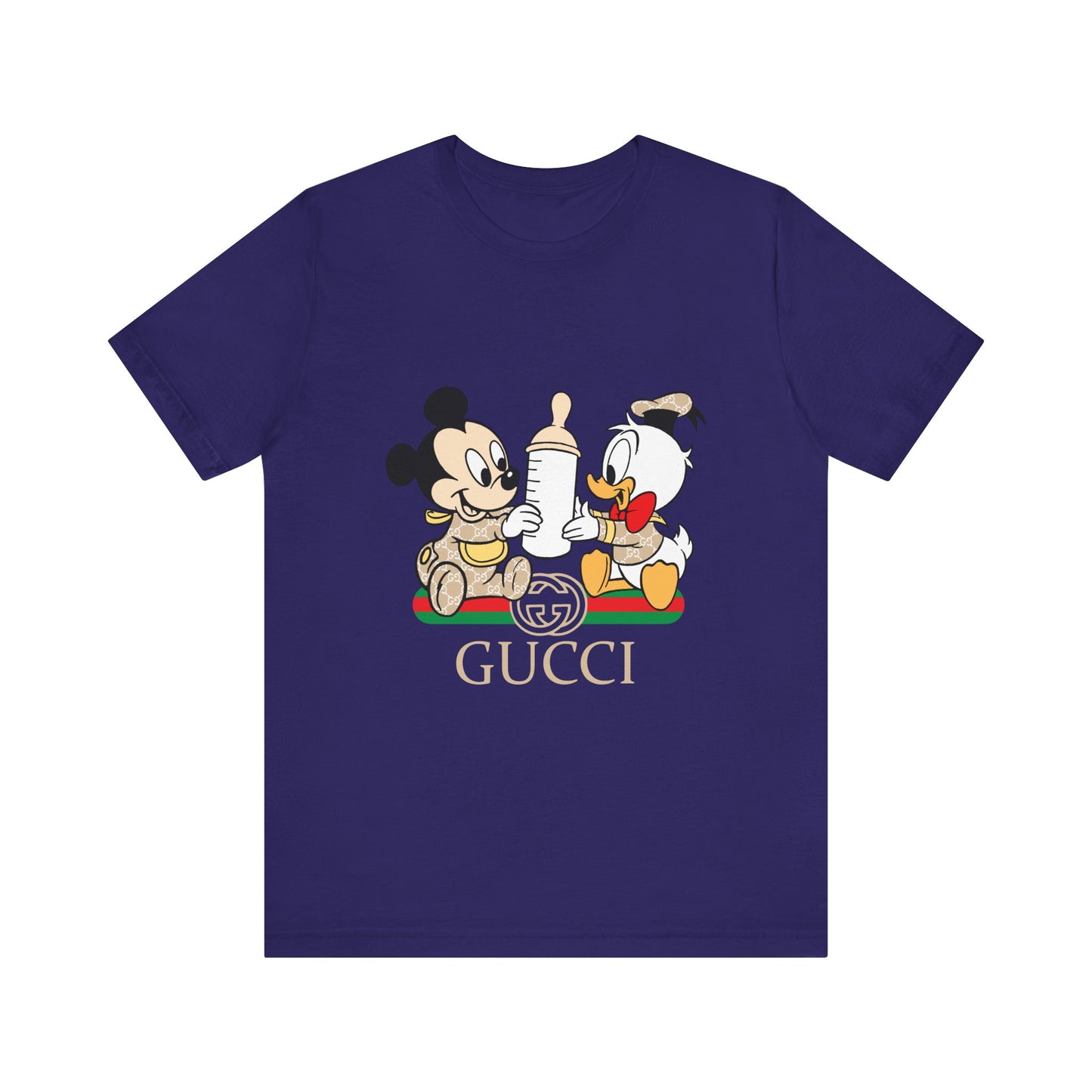 Cute Baby Mickey Mouse and Donald Duck Character Tee - Gucci Inspired Unisex Short Sleeve T-shirt - CreativeRino