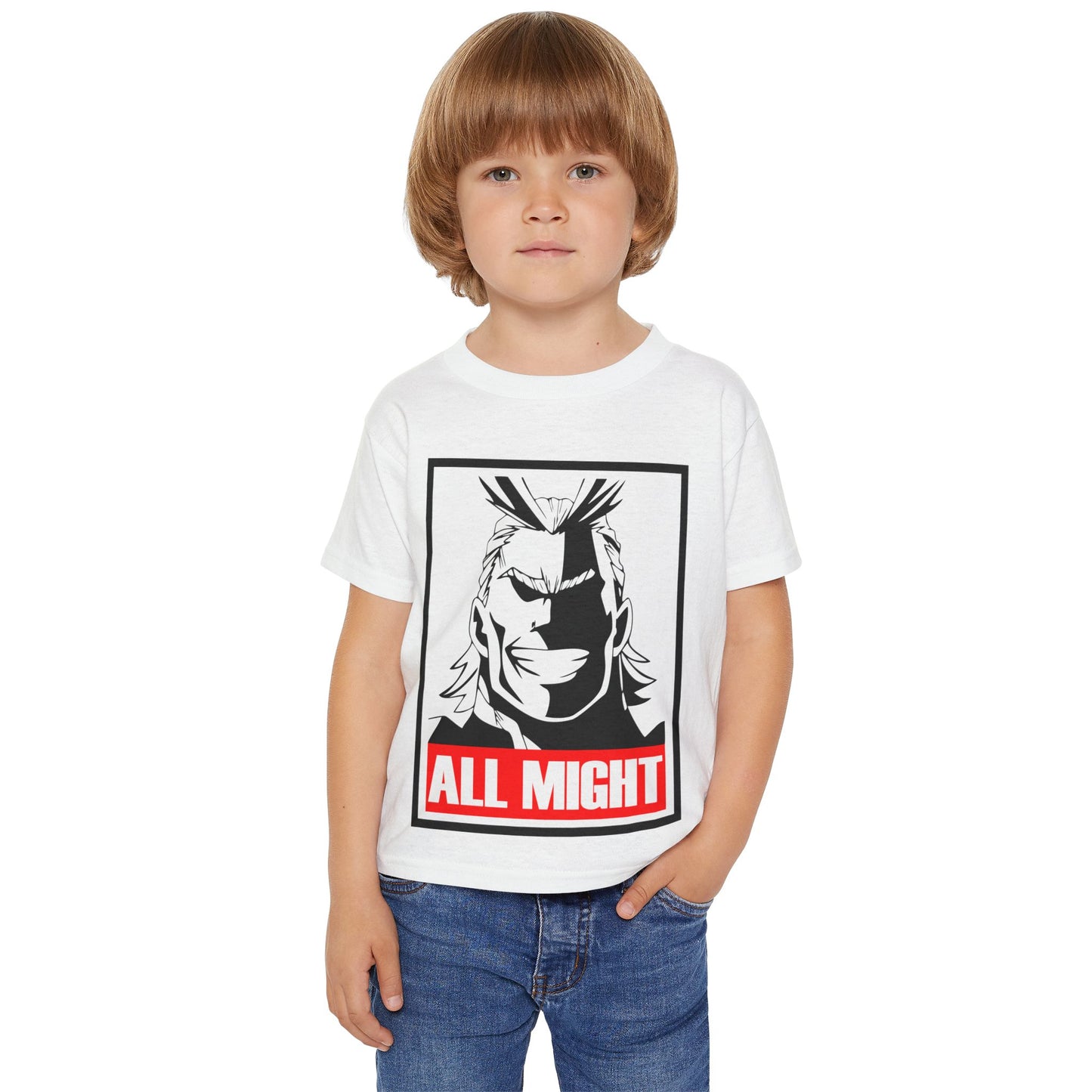 All Might Anime Toddler Tee- Durable Cotton My Hero Academia T-shirt for Young Fans - CreativeRino