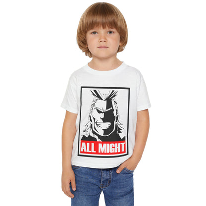 All Might Anime Toddler Tee- Durable Cotton My Hero Academia T-shirt for Young Fans - CreativeRino