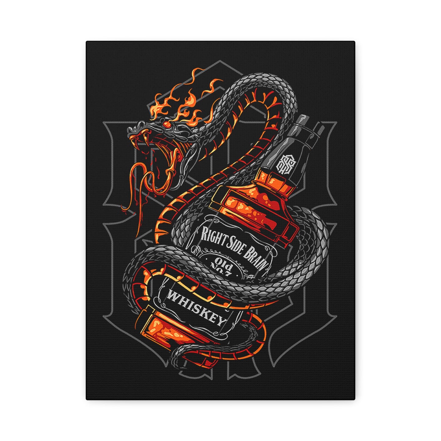 Whiskey Dragon Canvas Art - Stretched Matte Wall Decor for Bar & Home - CreativeRino