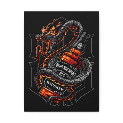 Whiskey Dragon Canvas Art - Stretched Matte Wall Decor for Bar & Home - CreativeRino
