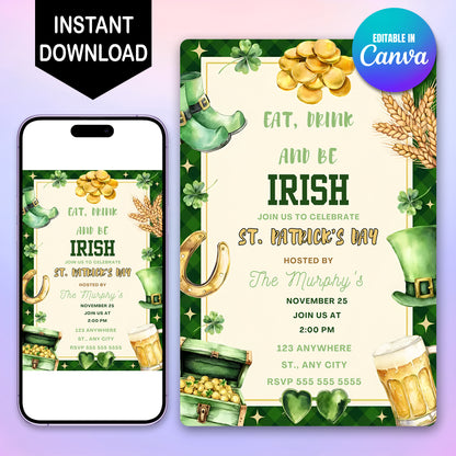 St. Patrick's Day Party Invitation Template - CreativeRino