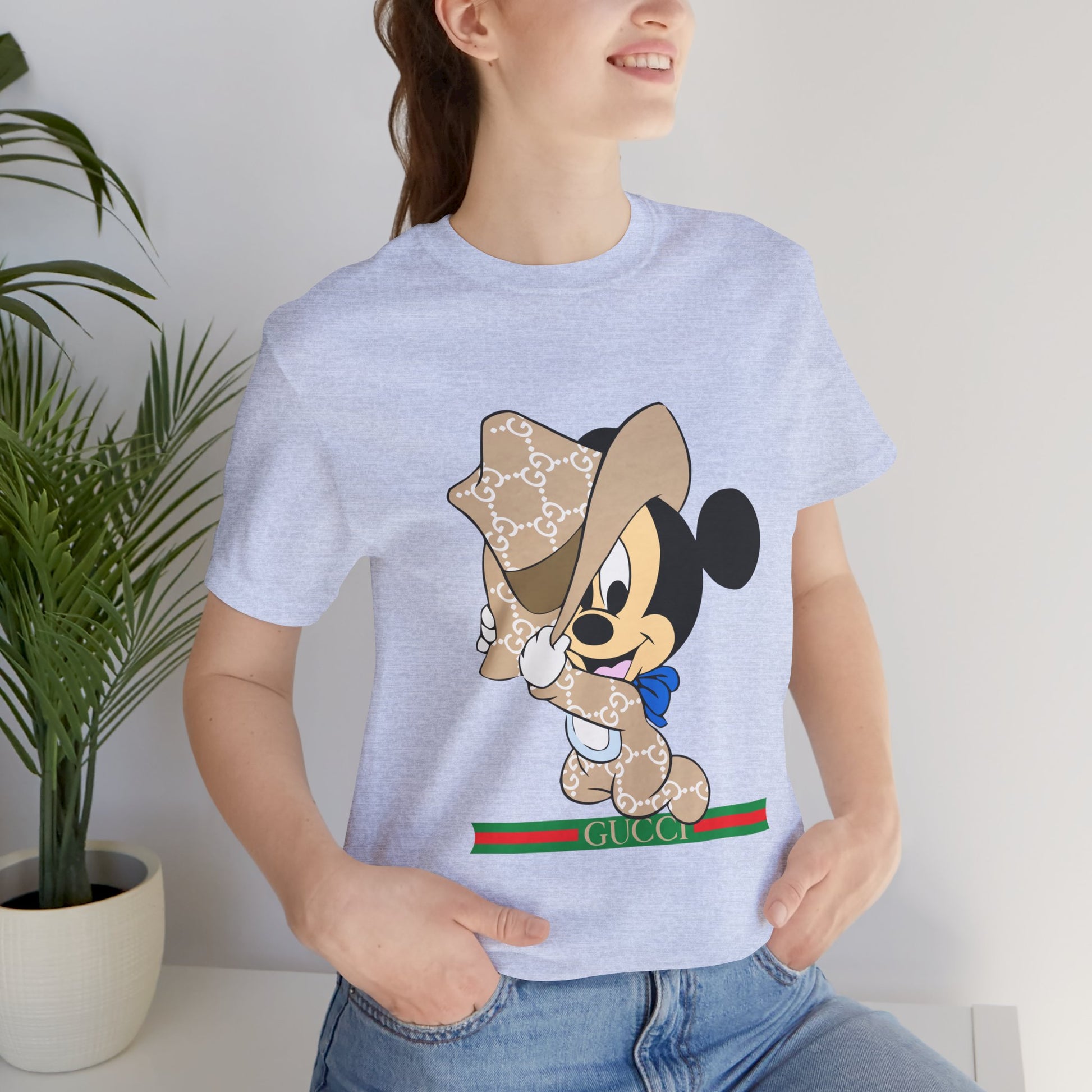 Trendy Graphic Tee - Mickey Mouse Gucci Cowboy T-shirt Design - CreativeRino