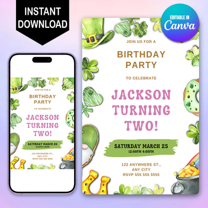 St. Patrick's Birthday Invitation Template - CreativeRino