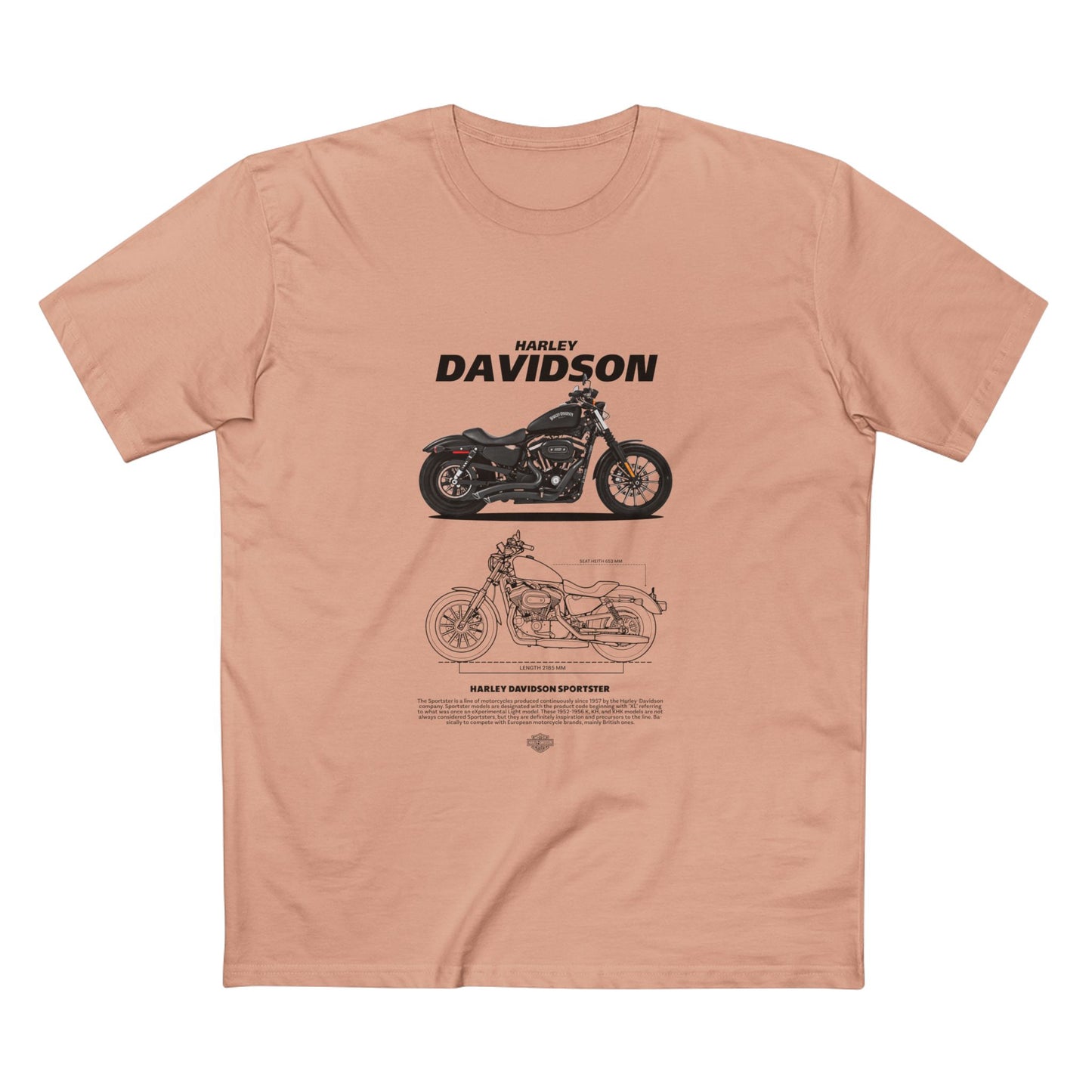 Harley Davidson Sportster Vintage Motorcycle Tee - Classic Biker Style T-shirt - CreativeRino