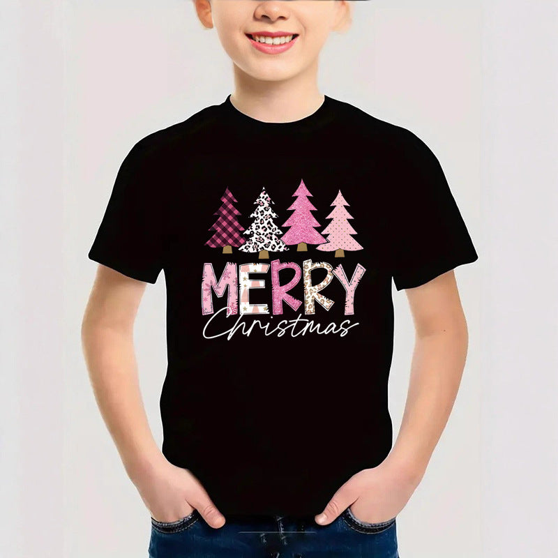 Combed Cotton Christmas Graphic T-Shirt | New Short Sleeve Round Neck | Boys & Girls Festive Kids Clothing Tee eprolo