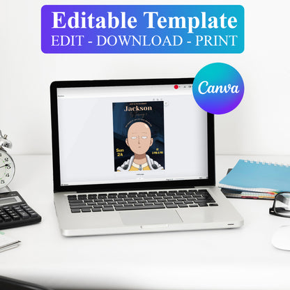 One Punch Man Birthday Invitation Template - CreativeRino
