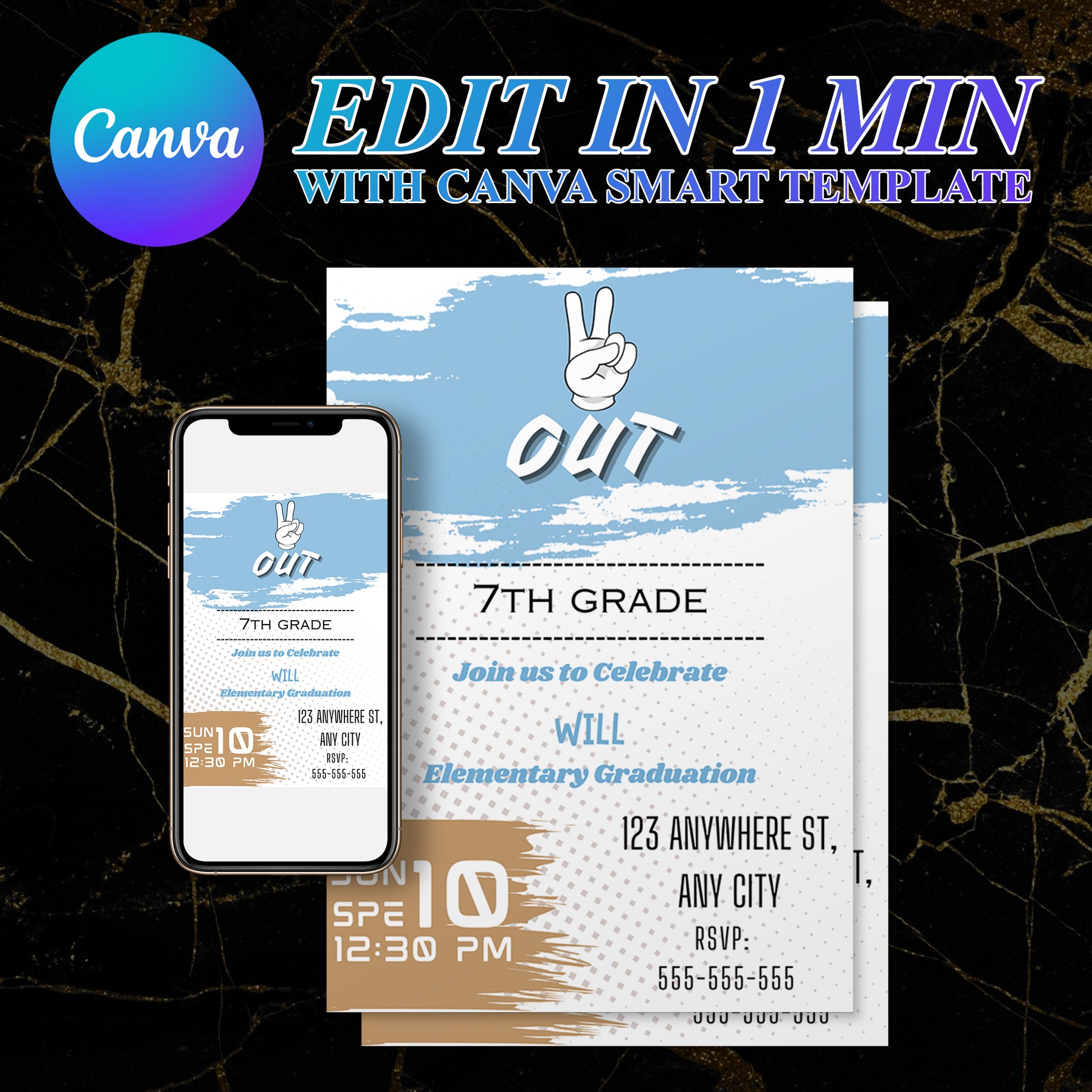 Peace Out Graduation Invitation Template - CreativeRino