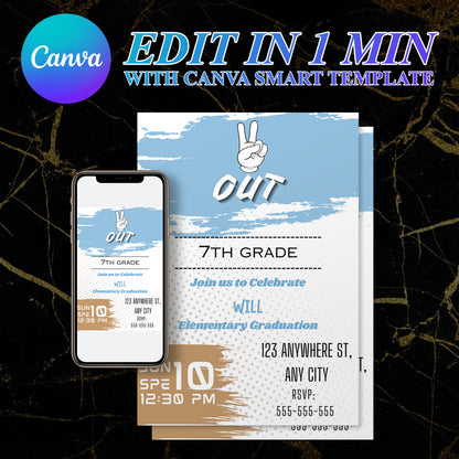 Peace Out Graduation Invitation Template - CreativeRino