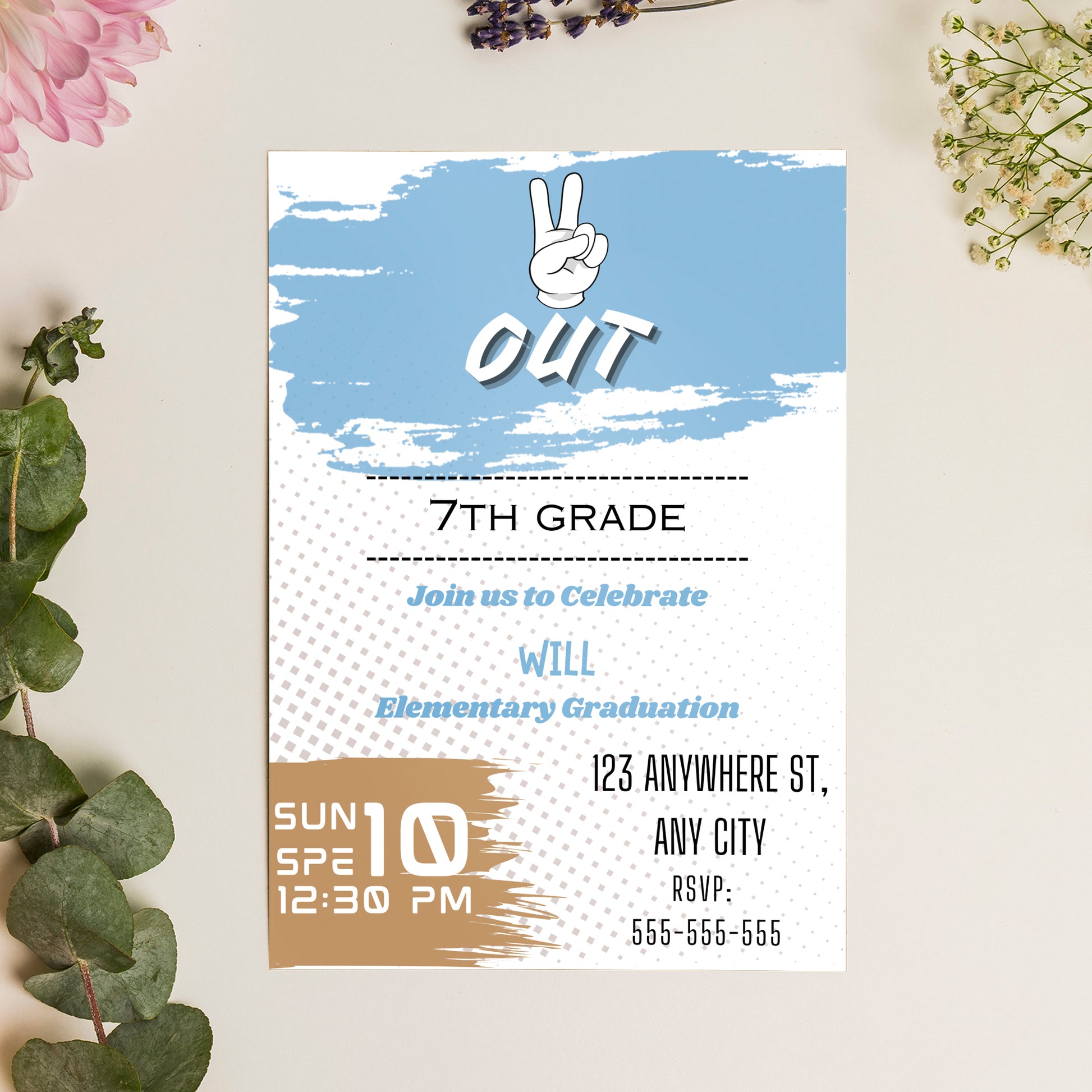 Peace Out Graduation Invitation Template - CreativeRino