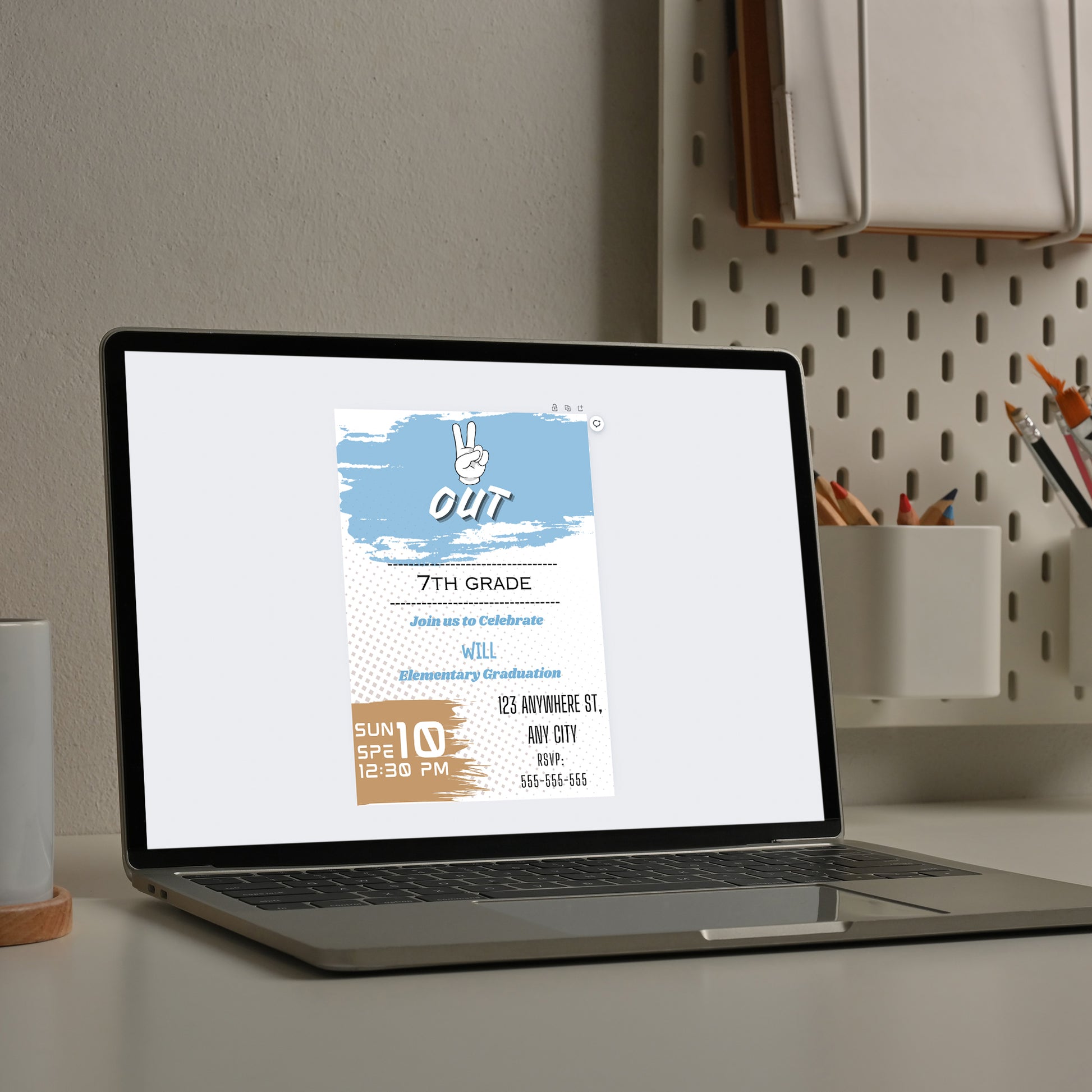 Peace Out Graduation Invitation Template - CreativeRino