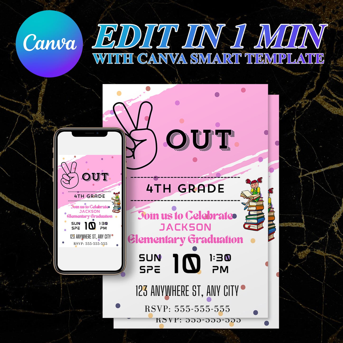 Peace Out Graduation Invitation Template - CreativeRino